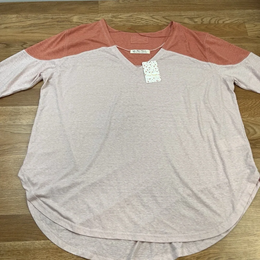 Free People Major League Baseball T-Shirt Pink Oversized Women's Large NEW‎